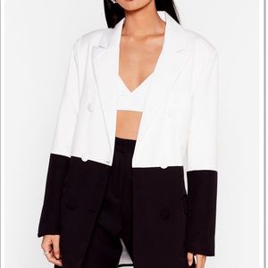 Nasty Gal oversized two-tone black and white blazer NWT